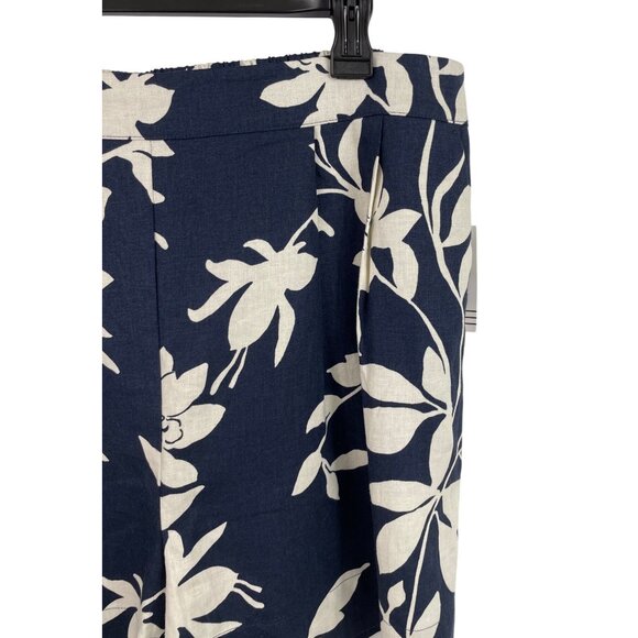 Ophelia Roe Womens XL Navy & White Floral Printed Shorts Pull On Linen Blend - Picture 3 of 11